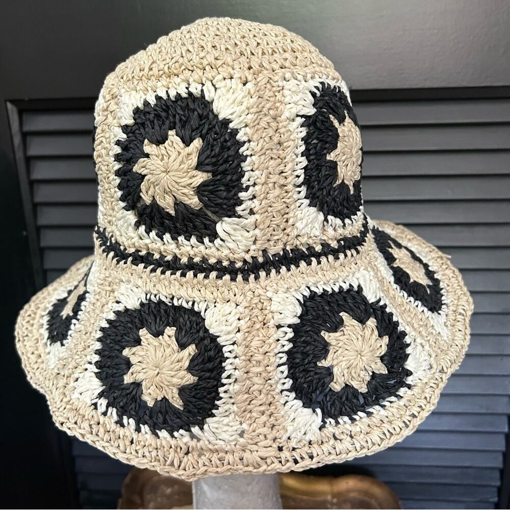 Primark Patchwork Style Adjustable Straw Crochet … - image 4